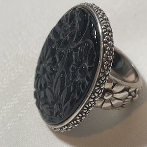 Large Onyx Carved Stone Ring
